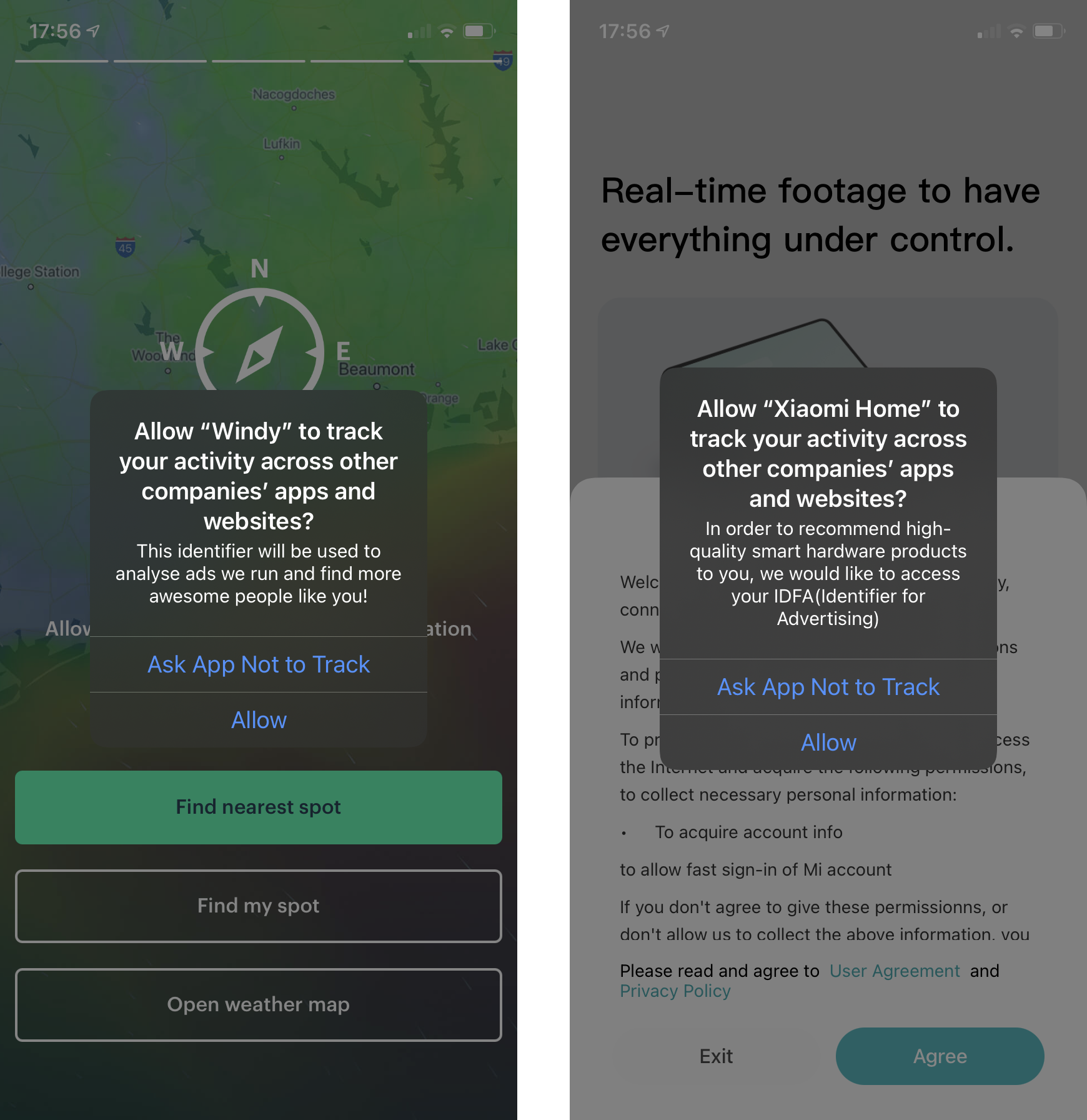 Tracking requests in iOS 14.5: "Allow App to track your activity across other companies' apps and websites?"