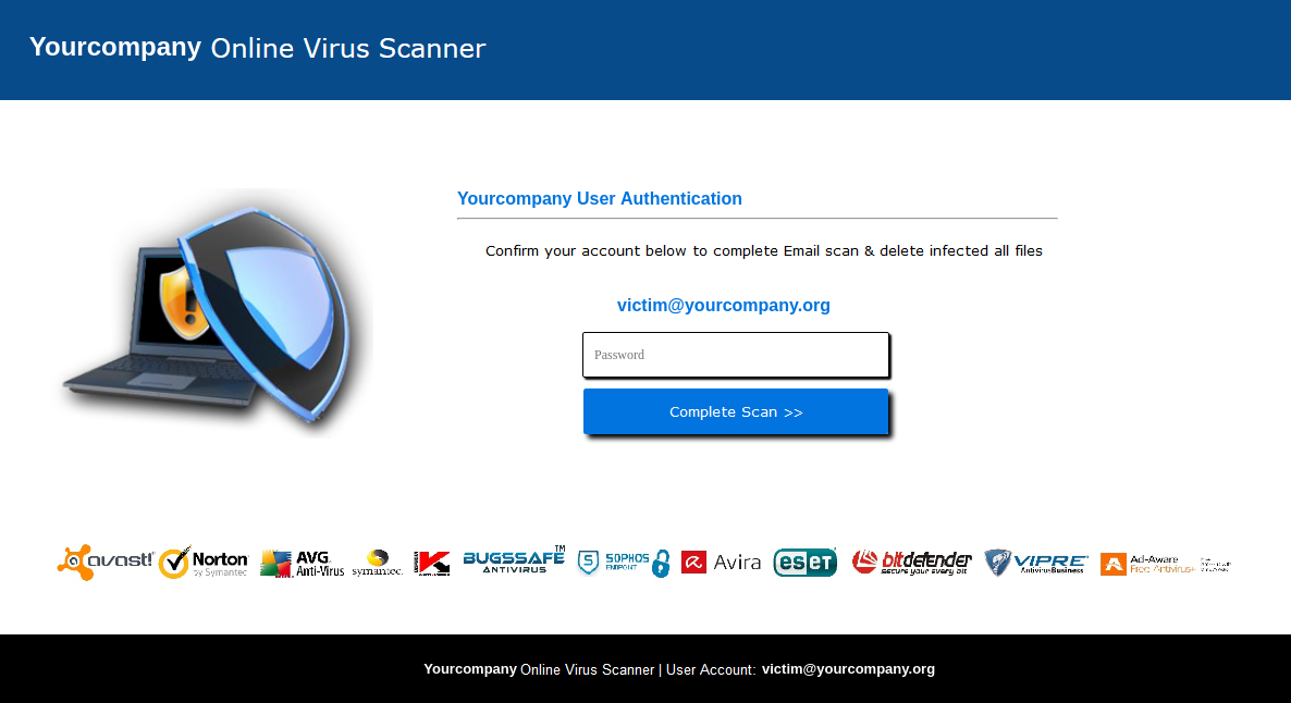 Interfaccia scanner di phishing