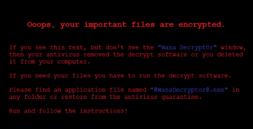 Un avertissement comme fond d'écran. <a href="https://securelist.com/wannacry-ransomware-used-in-widespread-attacks-all-over-the-world/78351/" target="_blank">Source</a>.